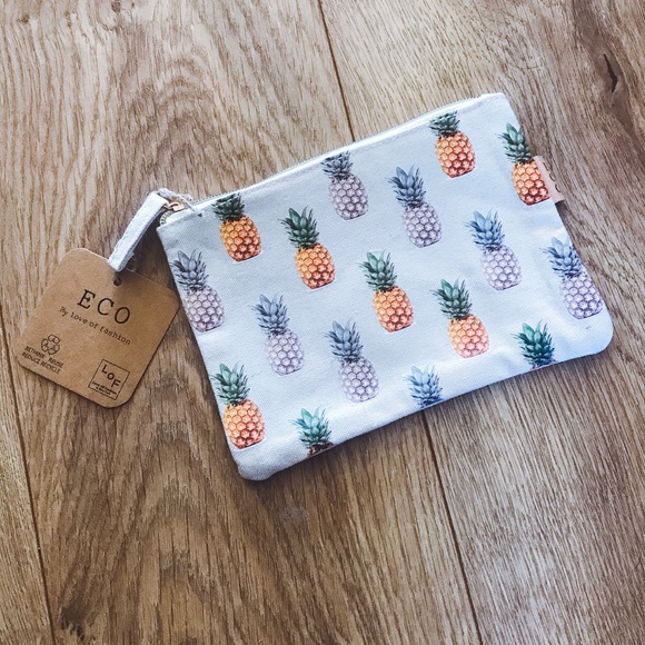 Pineapple Summer Tan Zipper Travel Makeup Case NWT - Picture 2 of 3